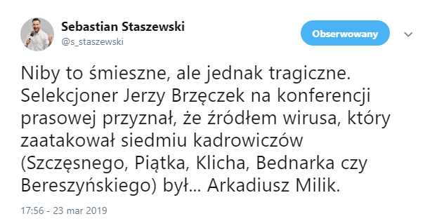 Milik źródłem wirusa w kadrze?